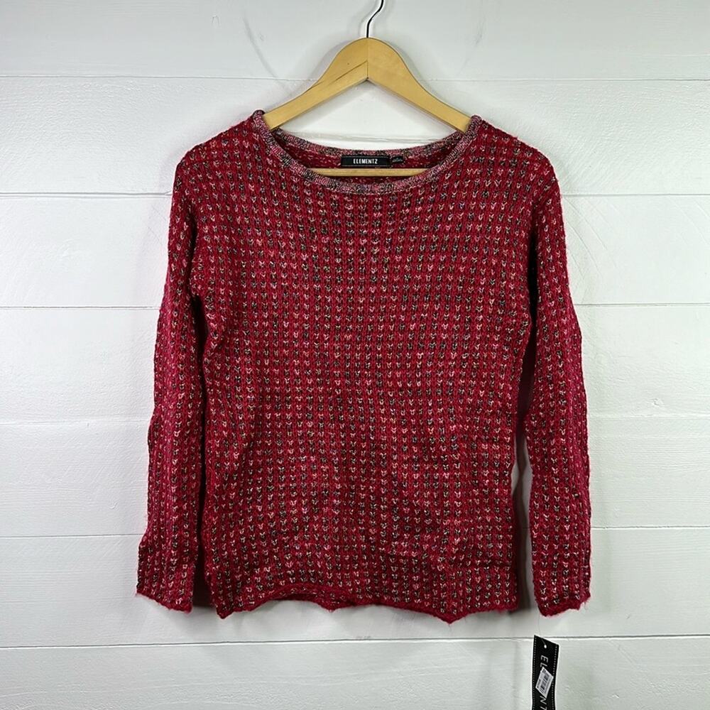 ELEMENTZ Pink Metallic Silver Knitted Pullover Long Sleeve Sweater Size Small - Picture 1 of 11
